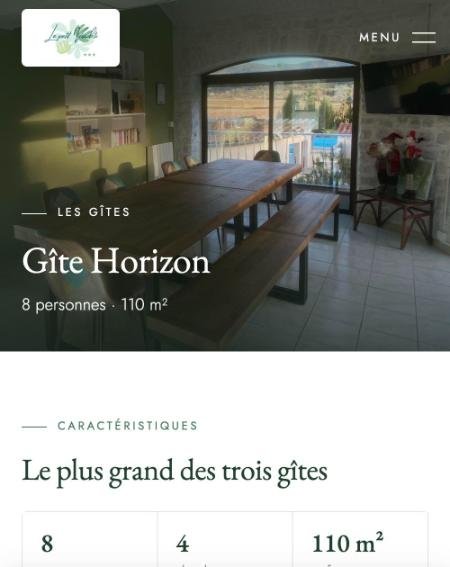 Page d'un gîte sur téléphone